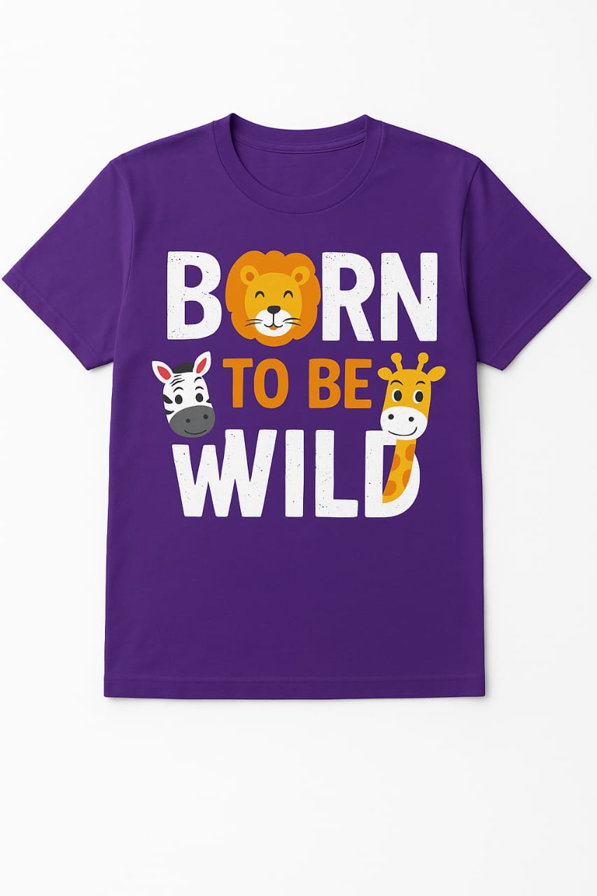 Born To Be Wild Safari Animal 100% Cotton Kids T-Shirt